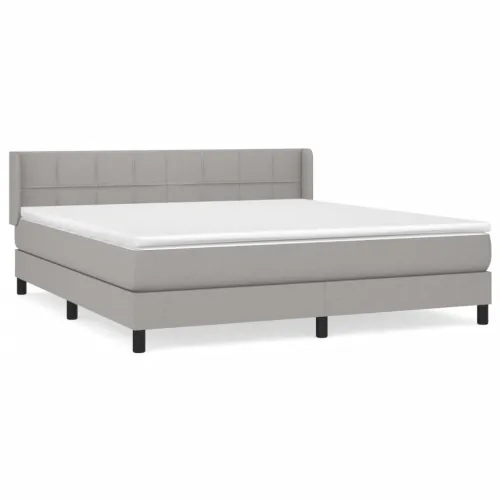 Krevet box spring s madracem svjetlosiva 160x200 cm tkanina - Svjetlosiva 160 x 200 cm Blok s kvadratima Svjetlosiva Cijena