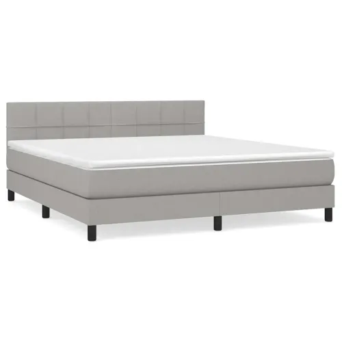 Krevet box spring s madracem svjetlosiva 160x200 cm tkanina - Svjetlosiva 160 x 200 cm Blok s kvadratima Svjetlosiva Cijena