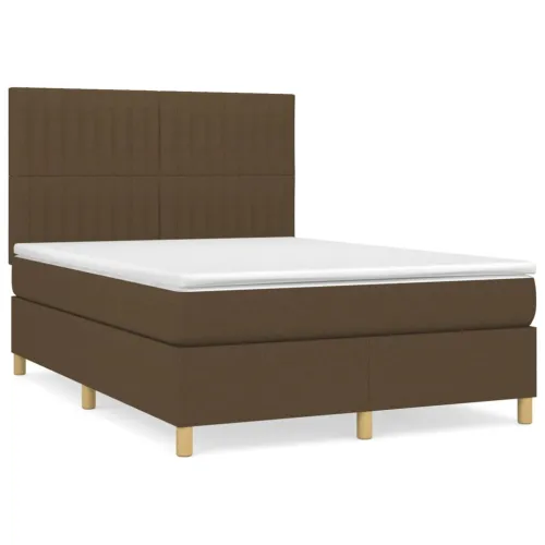 Boxspring - Krevet s oprugama i madracem tamnosmeđi 140 x 190 cm od tkanine - Tamno smeđa 140 x 190 cm Okomite pruge Tamno smeđa Cijena