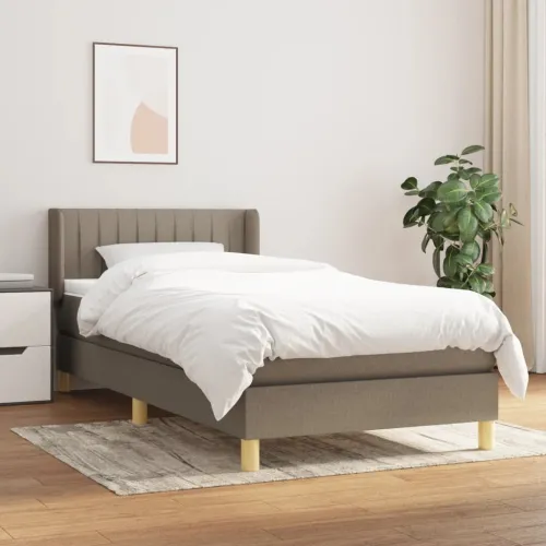 Boxspring - Krevet s oprugama i madracem smeđesivi 90x200 cm od tkanine - Sivo-smeđa 90 x 200 cm Okomite pruge Sivo-smeđa Cijena