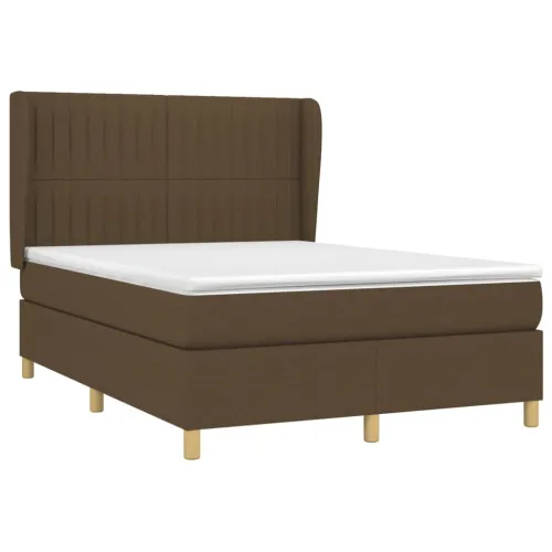 Boxspring - Krevet s oprugama i madracem tamnosmeđi 140 x 190 cm od tkanine - Tamno smeđa 140 x 190 cm Okomite pruge Tamno smeđa Cijena