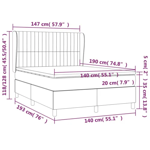 Boxspring - Krevet s oprugama i madracem tamnosmeđi 140 x 190 cm od tkanine - Tamno smeđa 140 x 190 cm Okomite pruge Tamno smeđa Cijena