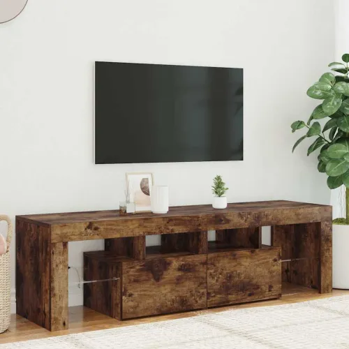TV ormarić s LED svjetlima boja dimljenog hrasta 140x36,5x40 cm - Dimljeni hrast 1 Cijena