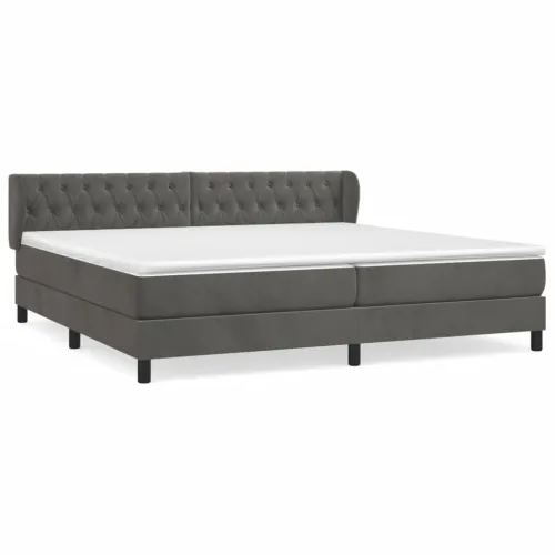 Boxspring - Krevet s oprugama i madracem tamnosivi 200x200 cm baršunasti - Tamno siva 200 x 200 cm Dizajn s gumbima Cijena