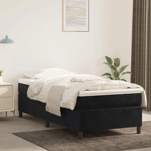 Box spring krevet s madracem crni 100x200 cm baršunasti - Crna 100 x 200 cm 35 cm Cijena