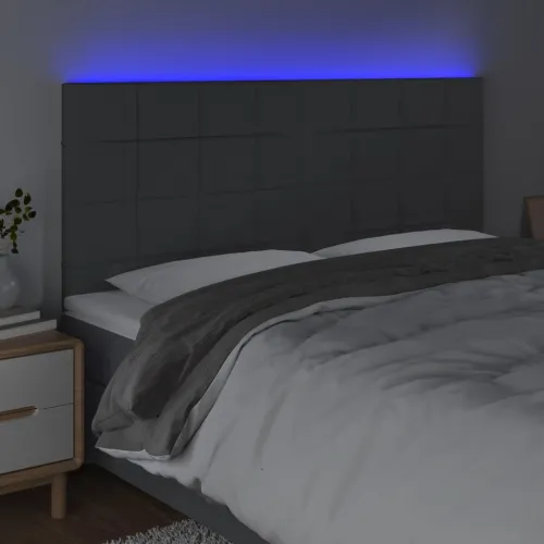 LED uzglavlje tamnosivo 200x5x118/128 cm od tkanine - Tamno siva 200 x 5 x 118/128 cm Cijena
