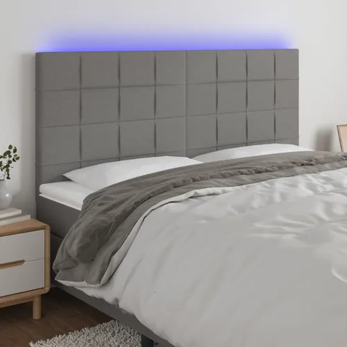 LED uzglavlje tamnosivo 200x5x118/128 cm od tkanine - Tamno siva 200 x 5 x 118/128 cm Cijena