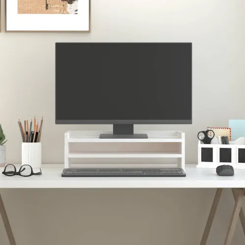 Stalak za monitor bijeli 50 x 24 x 16 cm od masivne borovine - Bijela 50 x 24 x 16 cm Bijela 50 x 24 x 16 cm Cijena