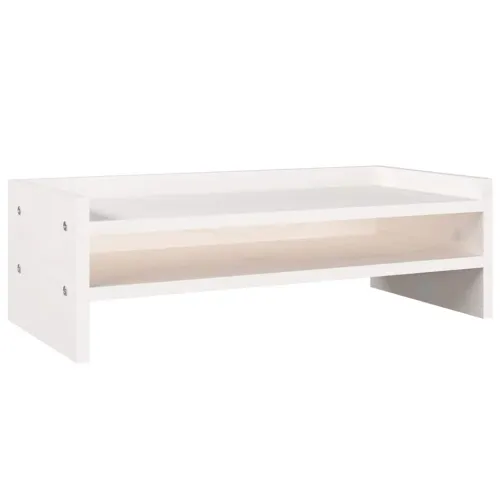 Stalak za monitor bijeli 50 x 24 x 16 cm od masivne borovine - Bijela 50 x 24 x 16 cm Bijela 50 x 24 x 16 cm Cijena