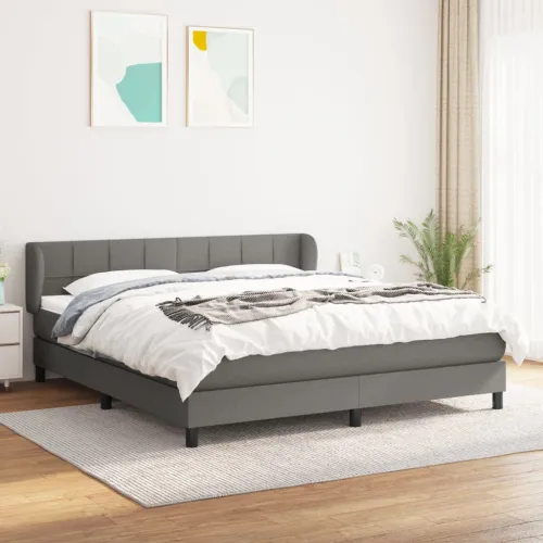 Okvir kreveta s oprugama i madrac svjetlosivi 160x200cm tkanina - Tamno siva 160 x 200 cm Blok s kvadratima Tamno siva Cijena