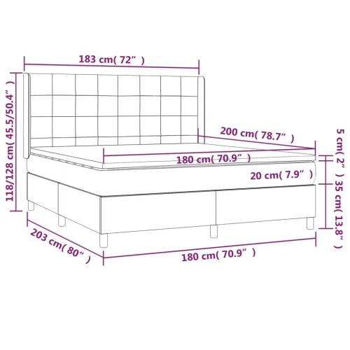 Boxspring - Krevet s oprugama i madracem tamnosmeđi 180x200 cm tkanina - Tamno smeđa 180 x 200 cm Blok s kvadratima Tamno smeđa Cijena