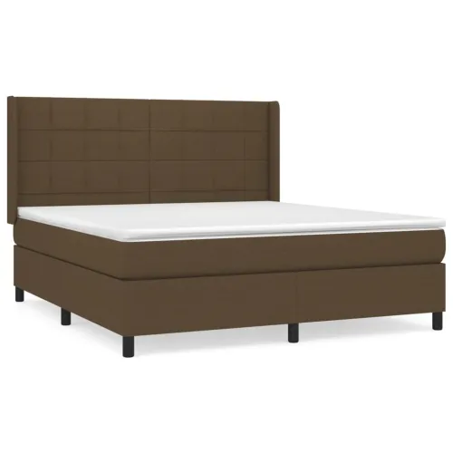 Boxspring - Krevet s oprugama i madracem tamnosmeđi 180x200 cm tkanina - Tamno smeđa 180 x 200 cm Blok s kvadratima Tamno smeđa Cijena