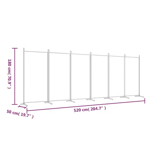 Paravan - Sobna pregrada sa 6 panela smeđa 520 x 180 cm od tkanine - Smeđa 520 x 180 cm Cijena