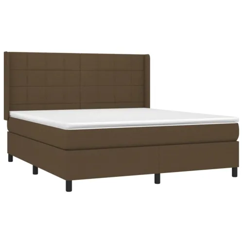 Krevet box spring s madracem LED tamnosmeđi 180x200 cm tkanina - Tamno smeđa 180 x 200 cm Blok s kvadratima Tamno smeđa Cijena