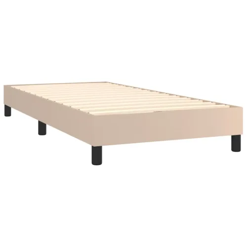 Krevet box spring madrac LED cappuccino 90x200cm umjetna koža - Boja cappuccina 90 x 200 cm Gladak dizajn Boja cappuccina Cijena