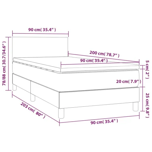 Krevet box spring madrac LED cappuccino 90x200cm umjetna koža - Boja cappuccina 90 x 200 cm Gladak dizajn Boja cappuccina Cijena
