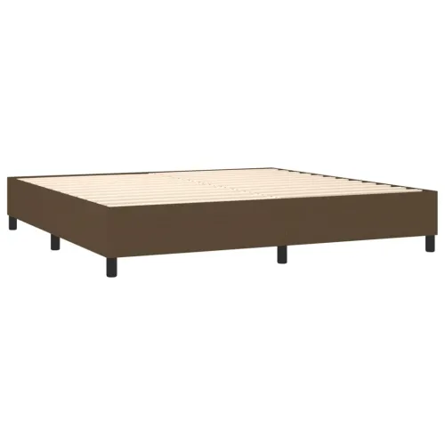 Krevet box spring s madracem LED tamnosmeđi 200x200 cm tkanina - Tamno smeđa 200 x 200 cm gumbi Tamno smeđa Cijena