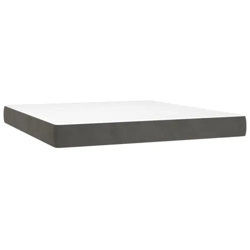 Krevet box spring s madracem LED tamnosivi 160x200 cm baršun - Tamno siva 160 x 200 cm Dizajn s gumbima Cijena