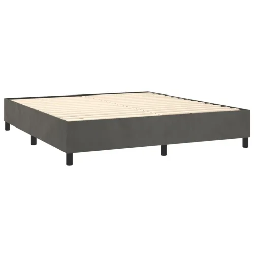 Krevet box spring s madracem LED tamnosivi 160x200 cm baršun - Tamno siva 160 x 200 cm Dizajn s gumbima Cijena
