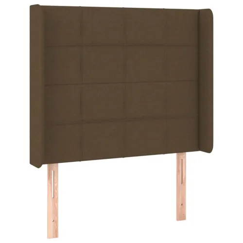 Krevet box spring s madracem LED tamnosmeđi 90x190 cm tkanina - Tamno smeđa 90 x 190 cm Blok s kvadratima Tamno smeđa Cijena