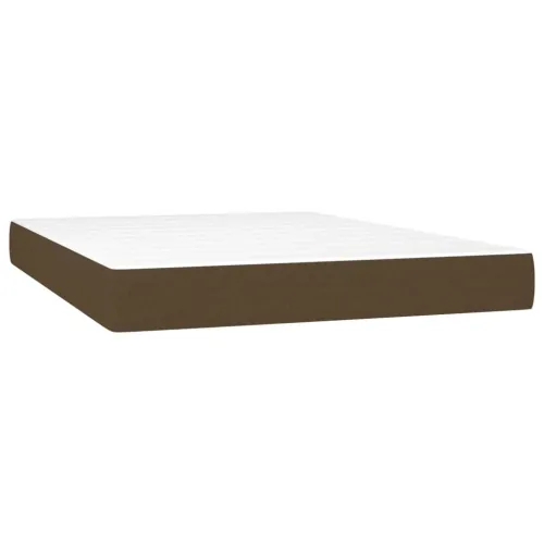 Krevet box spring s madracem LED tamnosmeđi 140x200 cm tkanina - Tamno smeđa 140 x 200 cm Okomite pruge Tamno smeđa Cijena