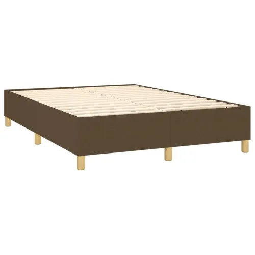 Krevet box spring s madracem LED tamnosmeđi 140x200 cm tkanina - Tamno smeđa 140 x 200 cm Okomite pruge Tamno smeđa Cijena