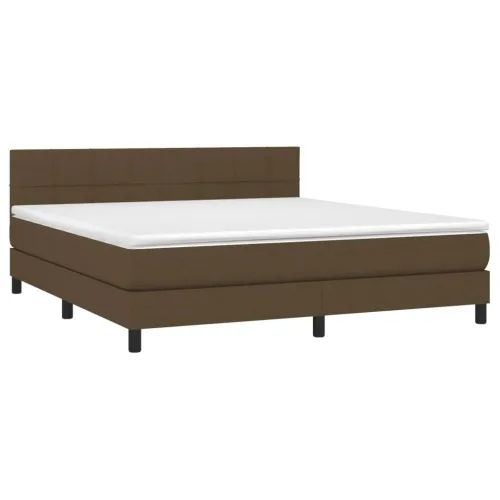 Krevet box spring s madracem LED tamnosmeđi 160x200 cm tkanina - Tamno smeđa 160 x 200 cm Blok s kvadratima Tamno smeđa Cijena