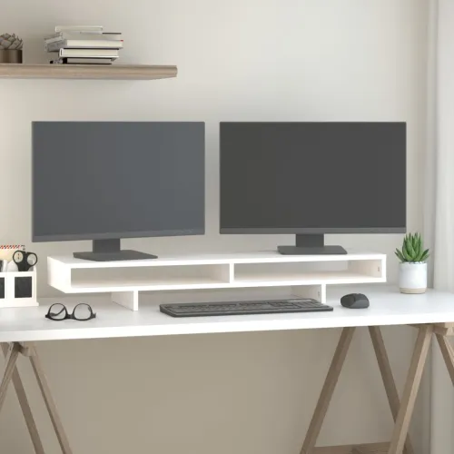 Stalak za monitor bijeli 100 x 27 x 14 cm od masivne borovine - Bijela 100 x 27 x 14 cm Bijela 100 x 27 x 14 cm Cijena