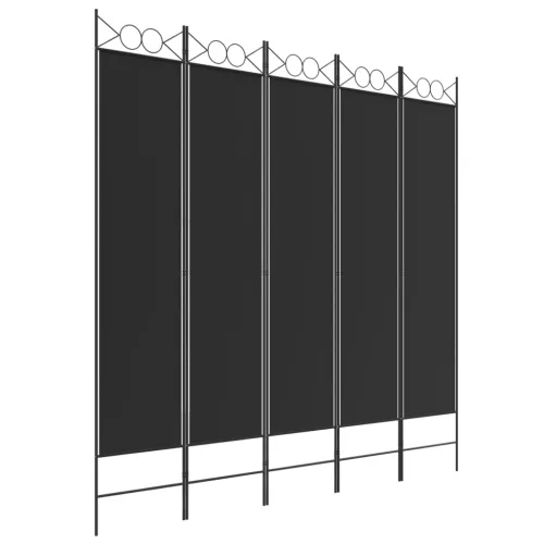 Paravan - Sobna pregrada s 5 panela crna 200 x 200 cm od tkanine - Crna 200 x 200 cm Cijena