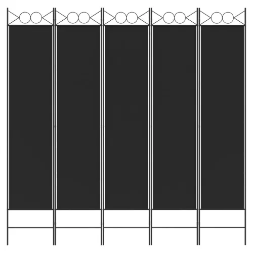 Paravan - Sobna pregrada s 5 panela crna 200 x 200 cm od tkanine - Crna 200 x 200 cm Cijena