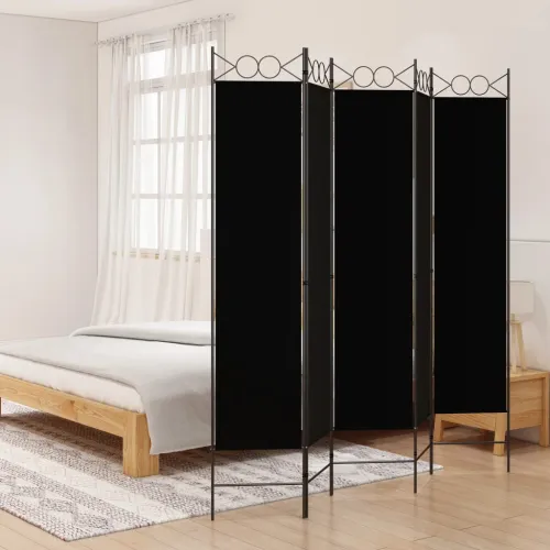 Paravan - Sobna pregrada s 5 panela crna 200 x 200 cm od tkanine - Crna 200 x 200 cm Cijena