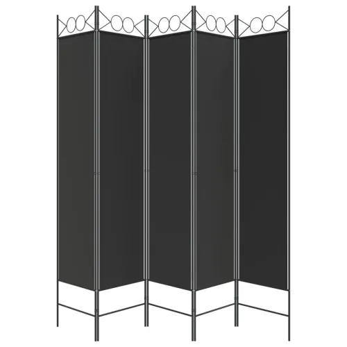 Paravan - Sobna pregrada s 5 panela crna 200 x 200 cm od tkanine - Crna 200 x 200 cm Cijena