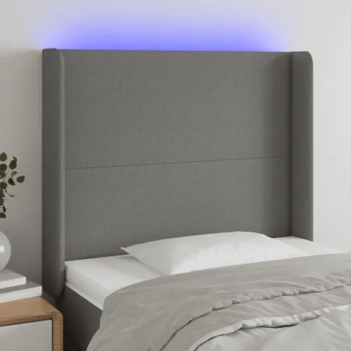 LED uzglavlje tamnosivo 83 x 16 x 118/128 cm od tkanine - Tamno siva 83 x 16 x 118/128 cm Cijena