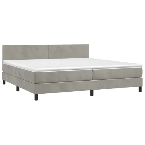 Krevet box spring s madracem LED svjetlosivi 200x200 cm baršun - Svjetlosiva 200 x 200 cm Gladak dizajn Cijena