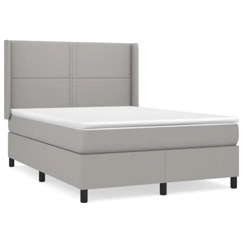 Krevet box spring s madracem svjetlosivi 140x200 cm od tkanine - Svjetlosiva 140 x 200 cm Obično s čavlima Cijena