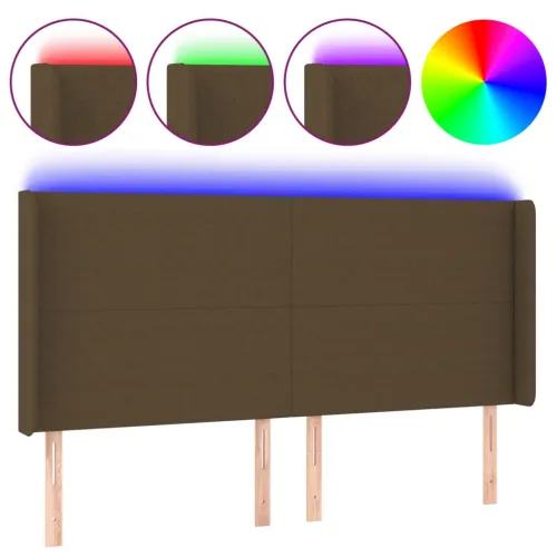 LED uzglavlje tamnosmeđe 163x16x118/128 cm od tkanine - Tamno smeđa 163 x 16 x 118/128 cm Cijena