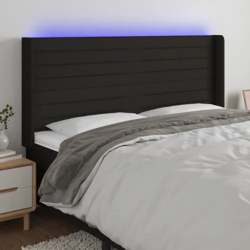 LED uzglavlje crno 163 x 16 x 118/128 cm od tkanine - Crna 163 x 16 x 118/128 cm Cijena