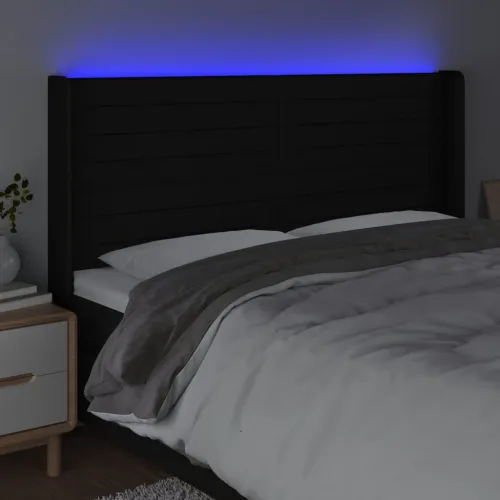 LED uzglavlje crno 163 x 16 x 118/128 cm od tkanine - Crna 163 x 16 x 118/128 cm Cijena