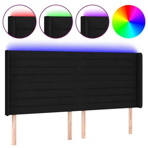 LED uzglavlje crno 163 x 16 x 118/128 cm od tkanine - Crna 163 x 16 x 118/128 cm Cijena
