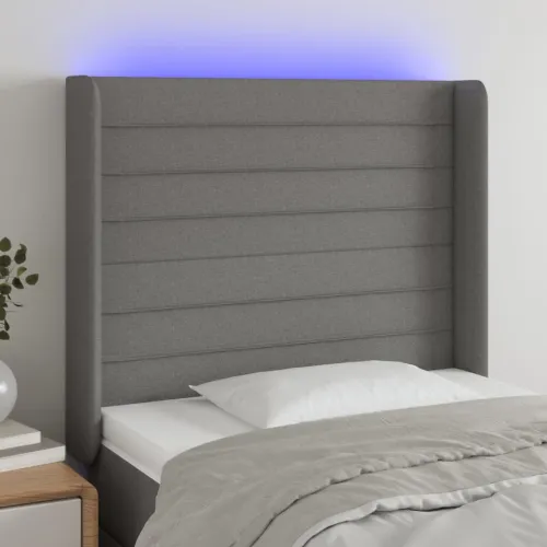 LED uzglavlje tamnosivo 83 x 16 x 118/128 cm od tkanine - Tamno siva 83 x 16 x 118/128 cm Cijena