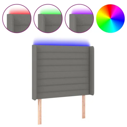 LED uzglavlje tamnosivo 83 x 16 x 118/128 cm od tkanine - Tamno siva 83 x 16 x 118/128 cm Cijena
