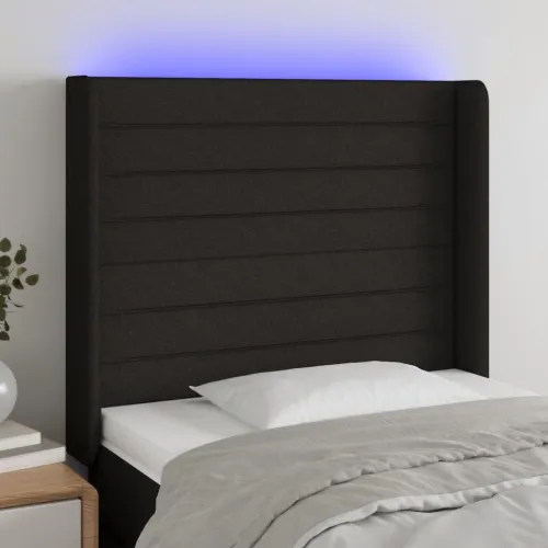 LED uzglavlje crno 93 x 16 x 118/128 cm od tkanine - Crna 93 x 16 x 118/128 cm Cijena