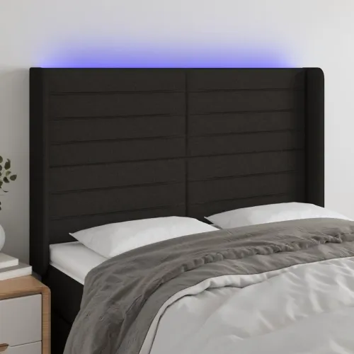 LED uzglavlje crno 147 x 16 x 118/128 cm od tkanine - Crna 147 x 16 x 118/128 cm Cijena
