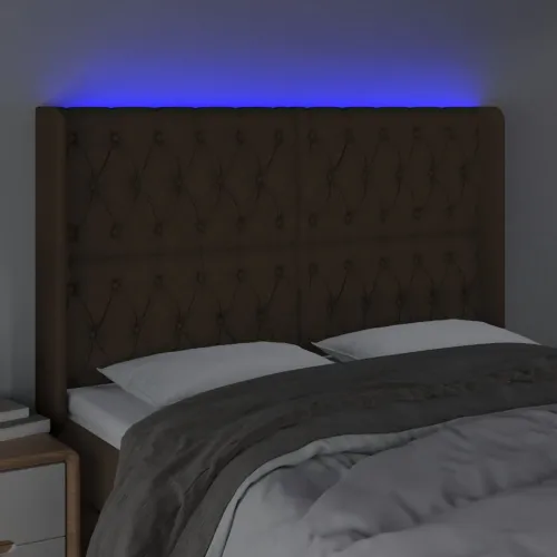 LED uzglavlje tamnosmeđe 147x16x118/128 cm od tkanine - Tamno smeđa 147 x 16 x 118/128 cm Cijena