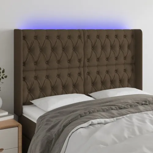 LED uzglavlje tamnosmeđe 147x16x118/128 cm od tkanine - Tamno smeđa 147 x 16 x 118/128 cm Cijena