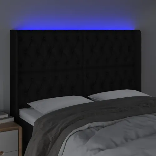 LED uzglavlje crno 147 x 16 x 118/128 cm od tkanine - Crna 147 x 16 x 118/128 cm Cijena