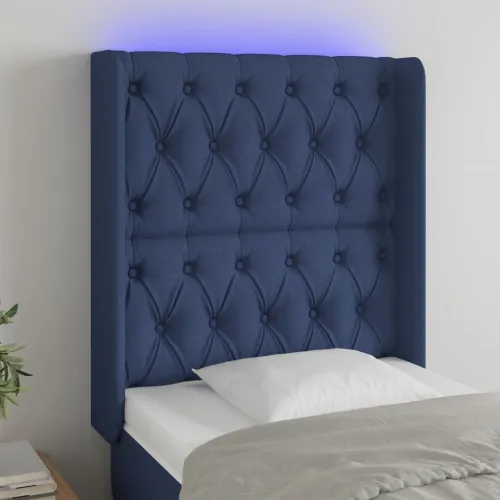 LED uzglavlje plavo 83 x 16 x 118/128 cm od tkanine - Plava 83 x 16 x 118/128 cm Cijena