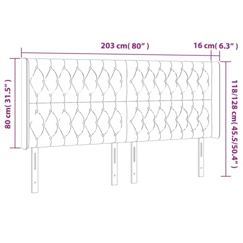 LED uzglavlje tamnosmeđe 203x16x118/128 cm od tkanine - Tamno smeđa 203 x 16 x 118/128 cm Cijena