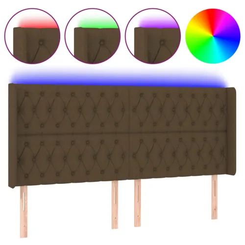 LED uzglavlje tamnosmeđe 183x16x118/128 cm od tkanine - Tamno smeđa 183 x 16 x 118/128 cm Cijena