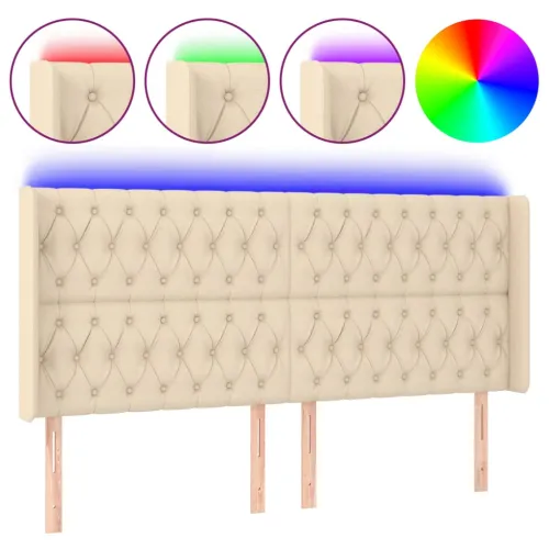 LED uzglavlje krem 203 x 16 x 118/128 cm od tkanine - Krema 203 x 16 x 118/128 cm Cijena